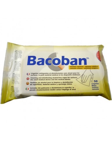 Lingettes nettoyantes et désinfectantes sans alcool - BACOBAN - Les 50