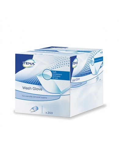 Gants lavables - TENA - Wash Gloves - boîte de 200.
